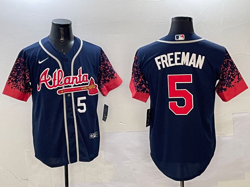 Men Atlanta Braves #5 Freeman Drak Blue Fashion Game 2025 Nike MLB Jersey style 3